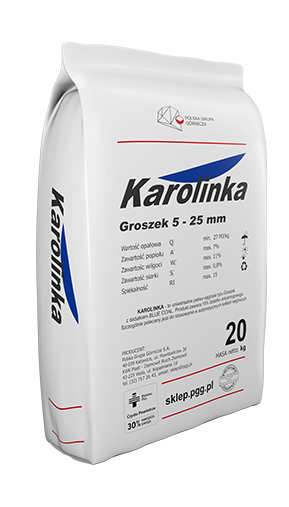KAROLINKA EKOGROSZEK 5-25 MM Paleta 1000 kg (50 worków x 20 kg)